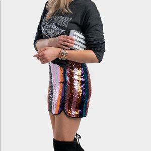 New MILAN STRIPE SEQUIN MINI SKIRT